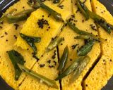 A picture of step 9 of Moong Dal Dhokla.