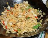 A picture of step 3 of Lo Mein Noodles with Stir-Fried Shrimp and Vegetables.
