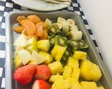 Foto del paso 1 de la receta: Brochetas de frutas con Fudge de Chocolate 🥝🍊🍋🍌🍍🍏🍓🍫