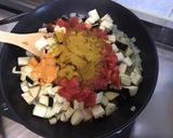 Une image de l'étape 8 de Chipolatas au curry d'aubergine et tomates.