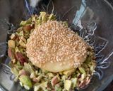 A picture of step 4 of Barazek (Pistachios and sesame cookies).