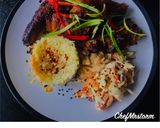 A picture of step 4 of Orange-Spring Onions-Chilli Rice with Sticky Spicy Pork Ribs And Homemade Coleslaw.