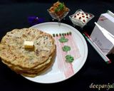 A picture of step 6 of Aloo paratha with kashmiri dum aloo dum & Kesar pista shrikhand (Breakfast).