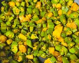 A picture of step 8 of Aloo Bhindi with Sesame Seeds.