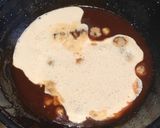 A picture of step 3 of Vegan German pecan frosting.