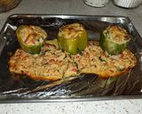 A picture of step 5 of Ricotta Cheese and Spinach Stuffed Peppers.