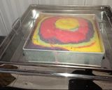 Foto langkah ke 5 dari resep Rainbow Cake motif bunga.