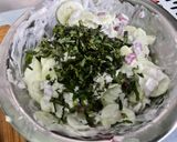 Une image de l'étape 8 de Salade de concombre et tomate à l’oignon rouge, yaourt et menthe.