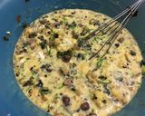 A picture of step 3 of Mini Crustless veggie quiches.