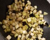 A picture of step 1 of Penne with Eggplant and Cooked Ham.