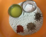 A picture of step 1 of Pearl Millet Mathri { Gluten-Free }{ Bajra Flour }.
