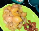 A picture of step 1 of Apricot & custard fruits shots.