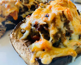 Foto del paso 5 de la receta: Berenjena rellena de carne y verduritas🥕🍗🍆🧅