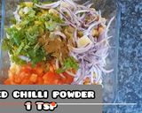 A picture of step 7 of Chana chat in crisp bowl.