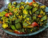 A picture of step 4 of Bhindi fry.