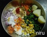 A picture of step 1 of Veggies and Rice masala balls.
