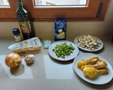 Foto del paso 1 de la receta: Risotto de pollo, espárragos y champiñones en MAMBO