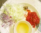 A picture of step 1 of Awara(tofu) wit cabbage sauce.