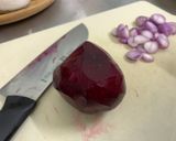 A picture of step 2 of Quinoa Salad with Beetroot and Satay Chicken.
