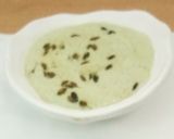 A picture of step 6 of Falhari alu uttapam with coconut chutney.