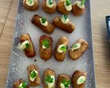Foto del paso 9 de la receta: Croquetas de Chistorra y Huevo Frito, Jamón de jabugo y Carne del Caldo