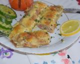 A picture of step 5 of Ham and mushroom baked pancake.