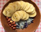 Hình bước làm 2 của món #Eatclean: Cháo yến mạch hoa đậu biếc