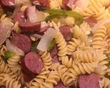 A picture of step 3 of Baked Pasta with Cheddar Cheese and Smoked Beef Sausage.