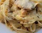 صورة لخطوة 4 من وصفة تاقلياتل بالسلمون والفطر🍝🍄🍄