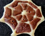 A picture of step 3 of Halloween Spiders And Chocolate Vanilla Eggless Spiderweb Pancake.