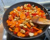 A picture of step 21 of Chicken with Cashews, Bell Peppers, and Carrots.