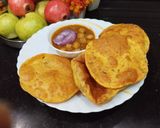 A picture of step 11 of Punjabi Thali - Chana Masala Curry with Methi Masala Puri.