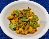 A picture of step 1 of String Beans and Potato Sabzi.
