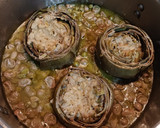 Foto del paso 8 de la receta: Alcachofas rellenas con habitas y guisantes (vegano)