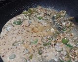 A picture of step 5 of Mirchi with dahi.