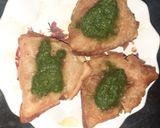 A picture of step 2 of Samosa chat.