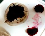 A picture of step 1 of My Aubergine, Beetroot + mozzarella Stuffed Mushrooms 😗.