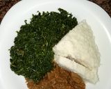 A picture of step 4 of Ugali, greens and beef for supper.
