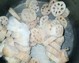 A picture of step 1 of Lotus Sauce Chaat.