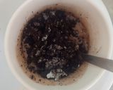 A picture of step 3 of Oreo lava mug cake.