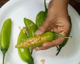 A picture of step 3 of Mirapakaya Bajji with Stuffed Murmura.