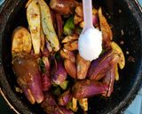 A picture of step 3 of Brinjal Drumstick Stir fry.