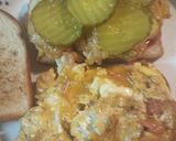 A picture of step 2 of Closest thing to an Omelette Sandwich as I will make.