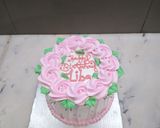 A picture of step 11 of 8 inch tall chocolate brownie cake.