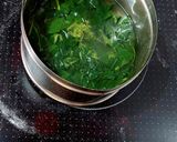 A picture of step 2 of Chingri diye kochu shaak.