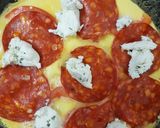 A picture of step 2 of My Chorizo & goats cheese with garlic and herbs Omelette.