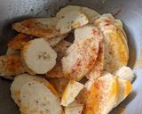A picture of step 1 of Pan fried Plantain (raw banana).