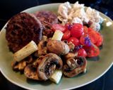A picture of step 2 of Sig's Mushroom and Pasta Salad.