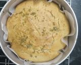 A picture of step 3 of Kesar pista ice cream cake.