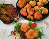 Sajt bundás karfiol, fűszeres, fokhagymás sült padlizsánnal recept fázis 6 fotója